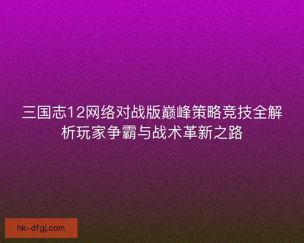 三国志12网络对战版巅峰策略竞技全解析玩家争霸与战术革新之路 三国志12网络对战版巅峰策略竞技全解析玩家争霸与战术革新之路